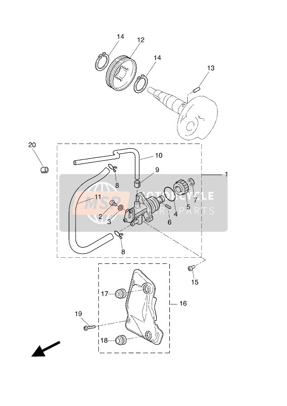 Yamaha NS50N 2016 La pompe à huile pour un 2016 Yamaha NS50N